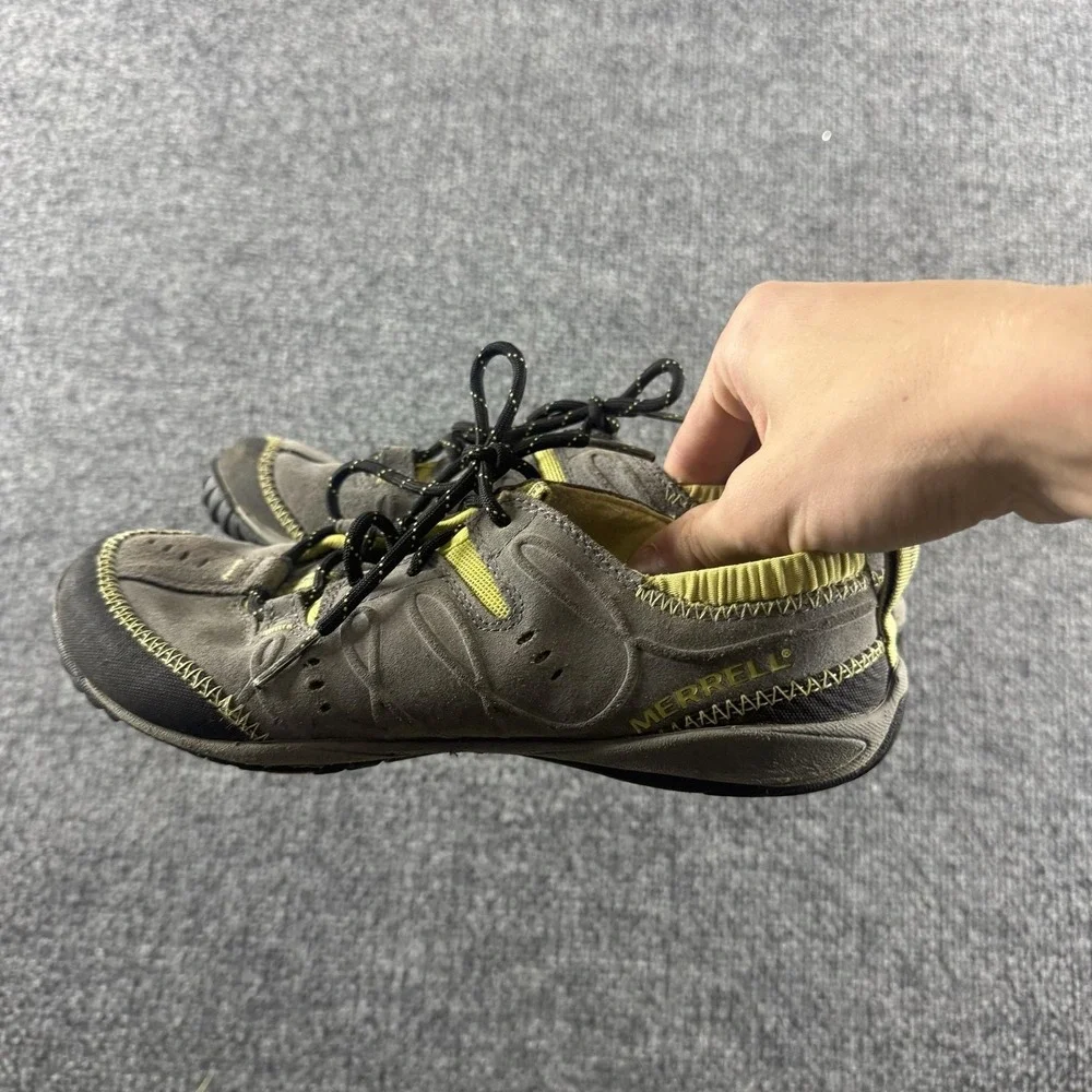 Merrell Contour Glove Shoes Womens Size 7 Gray Suede Hiking Trail Vibram J68434